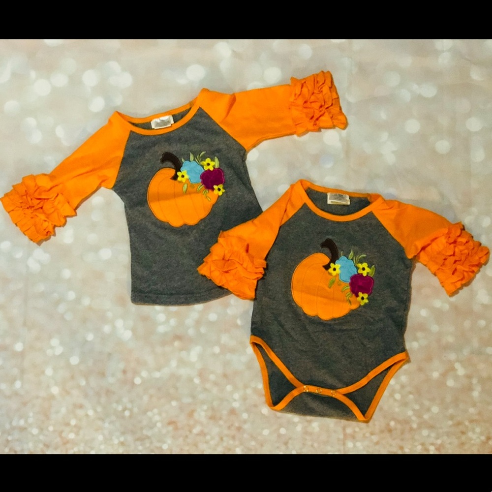 Matching fall pumpkin tops